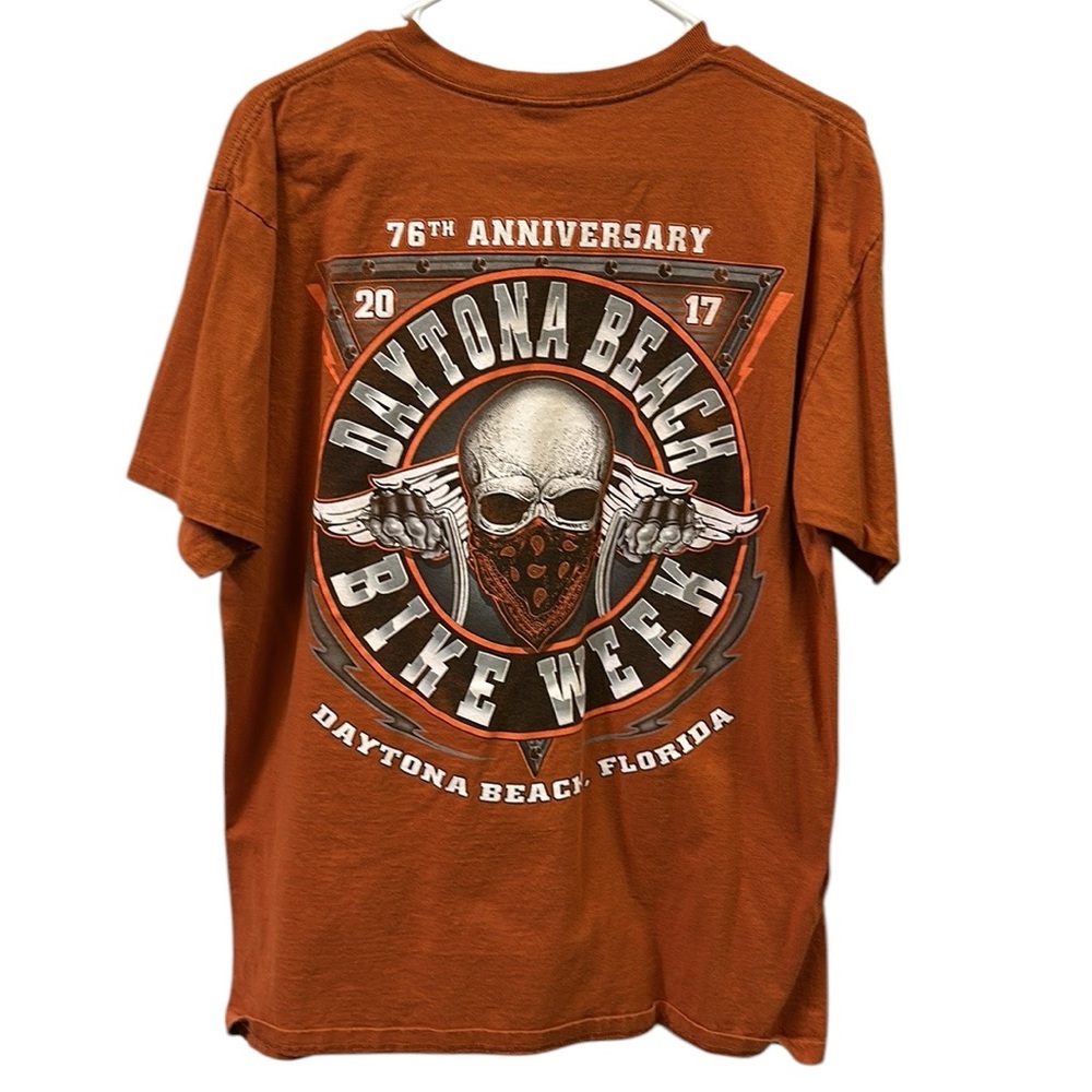 Motorcycle Daytona Beach Bike Week 76th Anniversary 2017 Annual Graphic Tee Mens
